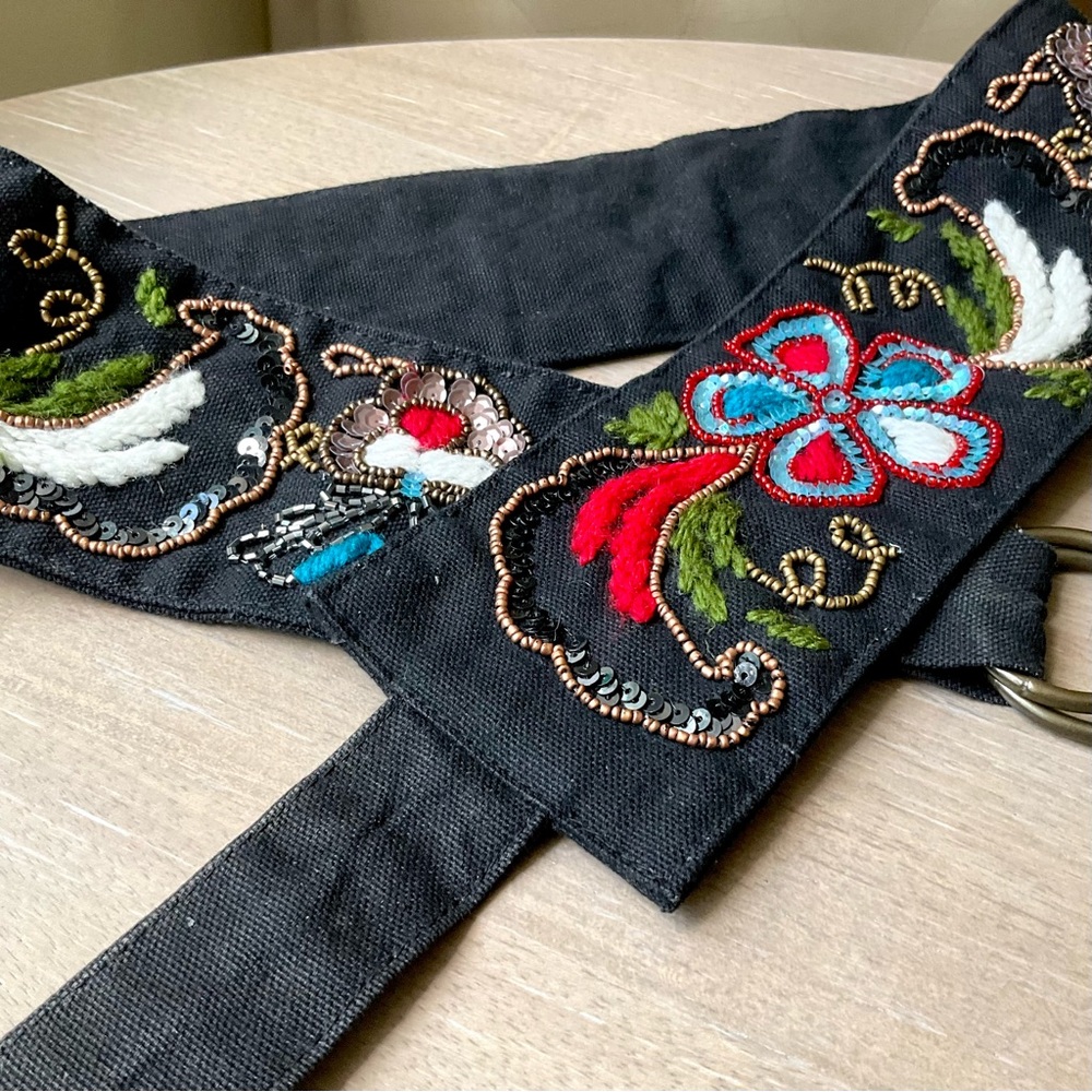 Hand Embroidered Sequins Cloth Obi Belt